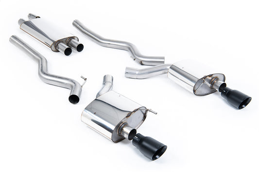 Ford Mustang 2.3 (S550 Fastback) - Resonated (Quieter) Cat-Back Exhaust System with GT-100 Cerakote Black Trims
