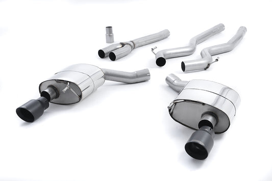 Ford Mustang 2.3 (S550 Fastback) - Non-Resonated (Louder) Cat-Back Exhaust System with GT-100 Cerakote Black Trims