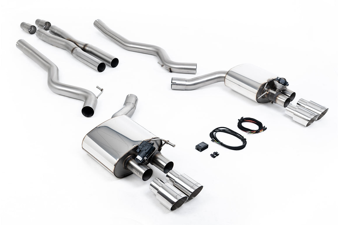 Ford Mustang 5.0 V8 GT (Fastback) - Valved Cat-Back Exhaust System with Quad Polished GT-90 Trims