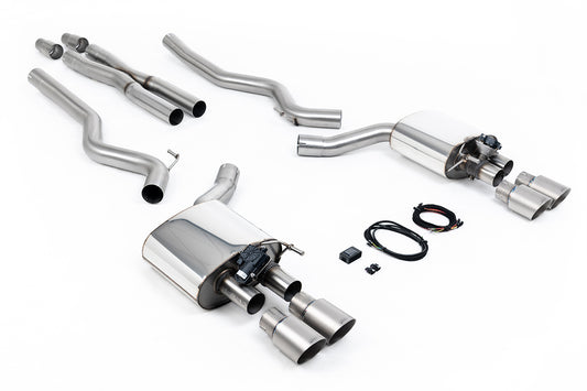 Ford Mustang 5.0 V8 GT (Fastback) - Valved Cat-Back Exhaust System  with Quad Titanium GT-90 Trims