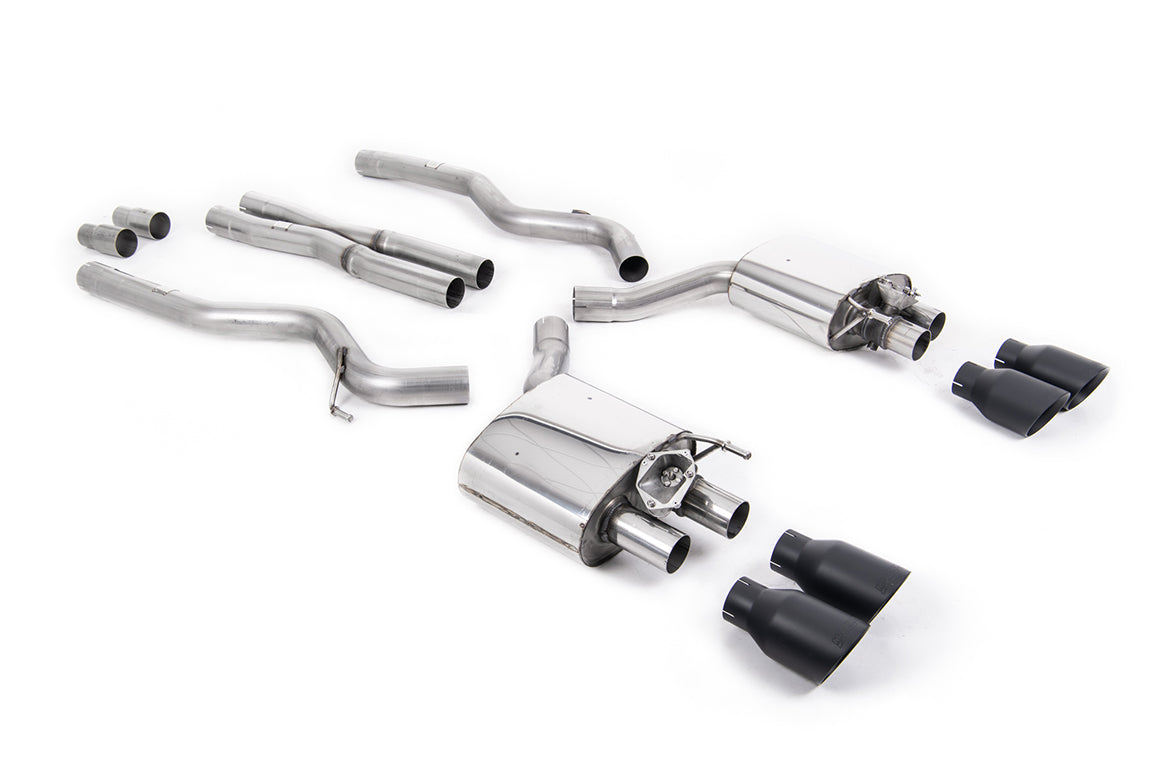 Ford Mustang 5.0 V8 GT (Fastback - Facelift) - Cat-Back Exhaust System with Black Cerakote Trims GT-100 Trims