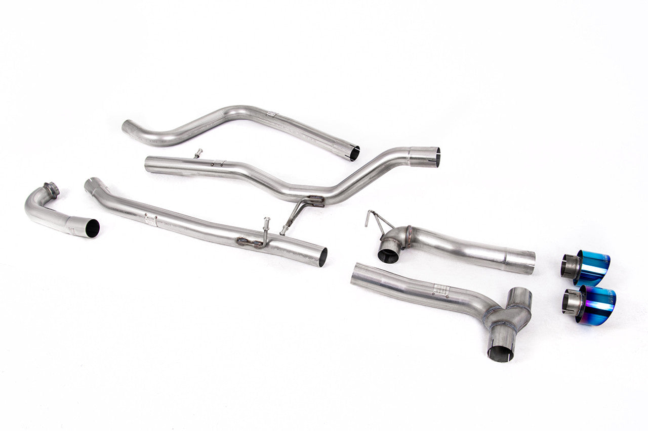 Milltek Cat-back - Dual Outlet Systems (Requires Maxton Diffuser) Non-Resonated (Louder) with Burnt/Blue Titanium GT-100 Trims - Fiesta - MK8 1.0T EcoBoost ST-Line 3 & 5 Door (Non-OPF/GPF Mod - TMC Motorsport