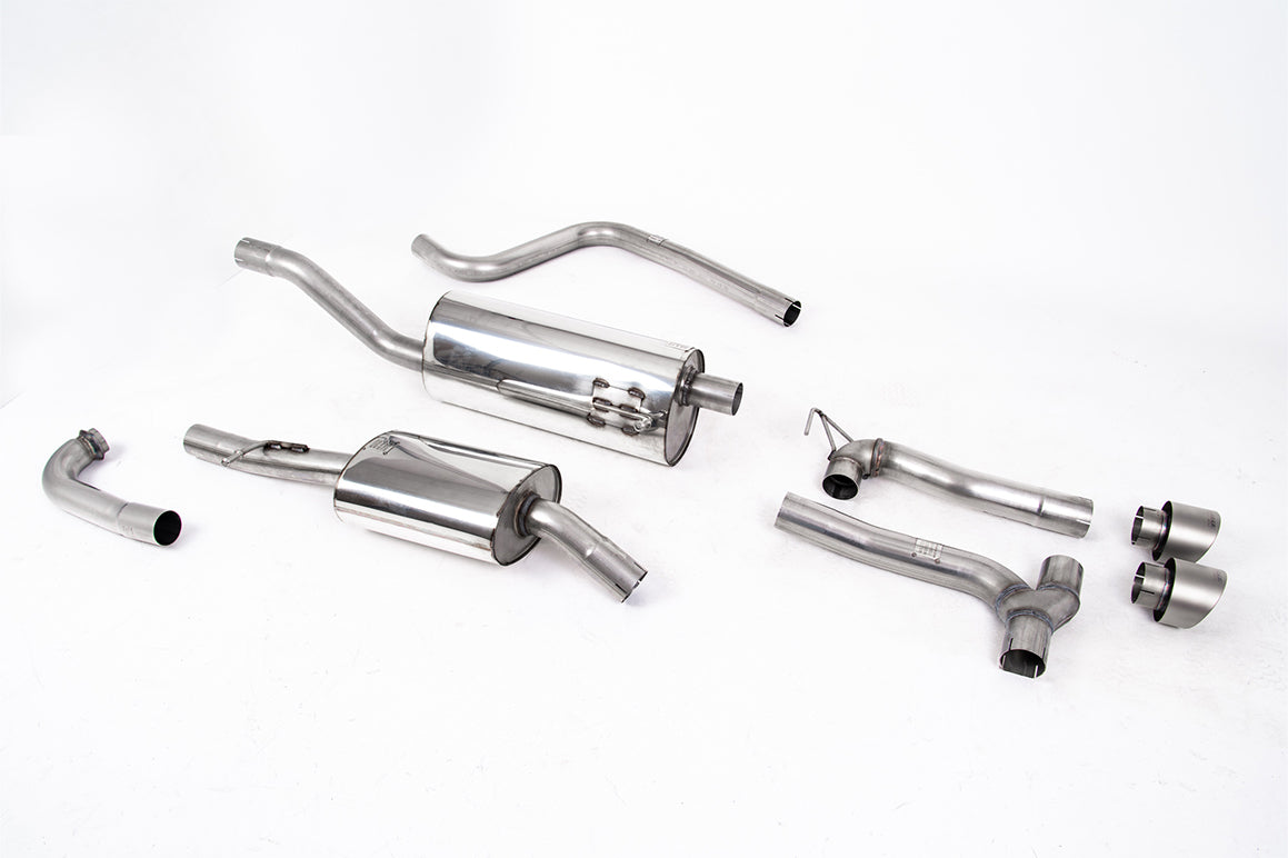 Ford Fiesta MK8 1.0T ST Line (Non GPF Models) Dual Outlets - Resonated (Quieter) Dual Outlet Exhaust System Brushed Titanium GT-100 Trims (Requires Maxton Diffuser)