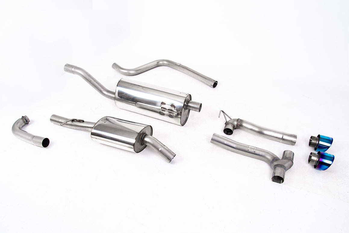 Ford Fiesta MK8 1.0T ST Line (Non GPF Models) Dual Outlets - Resonated (Quieter) Dual Outlet Exhaust System with Burnt/Blue Titanium GT-100 Trims (Requires Maxton Diffuser)