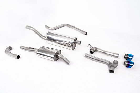 Ford Fiesta MK8 1.0T ST Line (Non GPF Models) Dual Outlets - Resonated (Quieter) Dual Outlet Exhaust System with Burnt/Blue Titanium GT-100 Trims (Requires Maxton Diffuser)