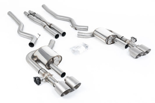 Ford Mustang 5.0 V8 Dark Horse/ Mach 1 - Active Valved Cat Back with X Pipe and Brushed Titanium Tips