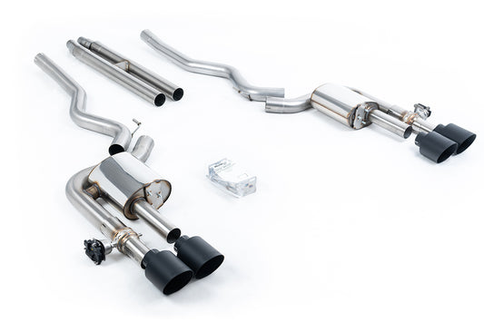 Ford Mustang 5.0 V8 Dark Horse/ Mach 1 - Active Valved Cat Back with H Pipe and Cerakote Black Tips