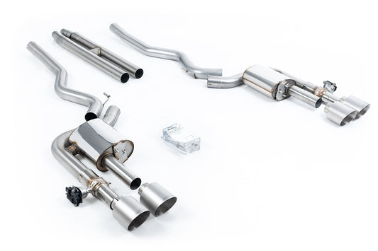 Ford Mustang 5.0 V8 Dark Horse/ Mach 1 - Active Valved Cat Back with H Pipe and Brushed Titanium Tips