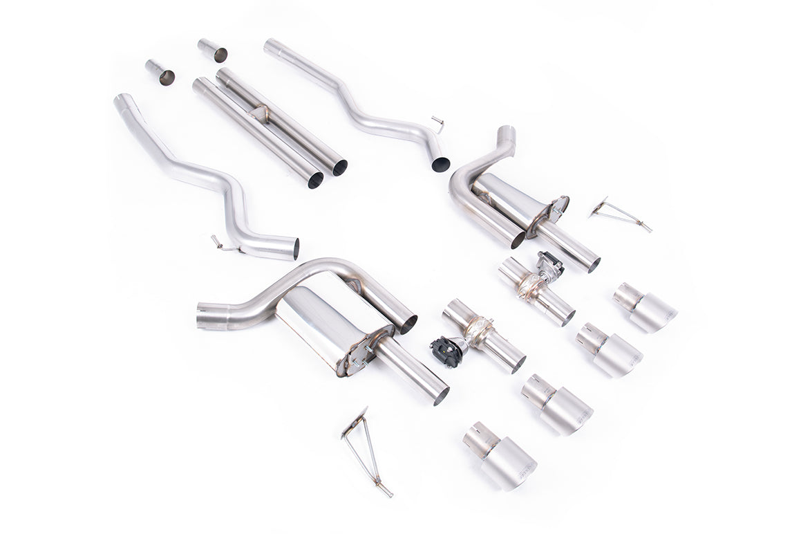 Ford Mustang 5.0 V8 GT (S650 Fastback) - Active Valved Cat Back with H Pipe and Brushed Titanium Tips