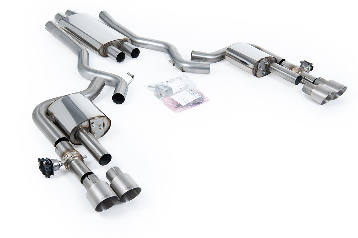 Ford Mustang 2.3 (S550/S650 Fastback) - Valved Resonated Cat-back with Brushed Titanium Trims