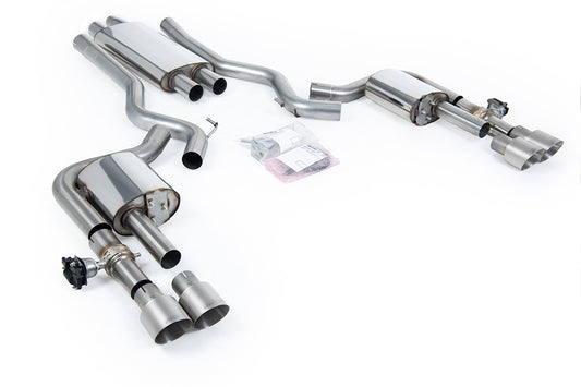 Ford Mustang 2.3 (S550/S650 Fastback) - Valved Resonated Cat-back with Brushed Titanium Trims