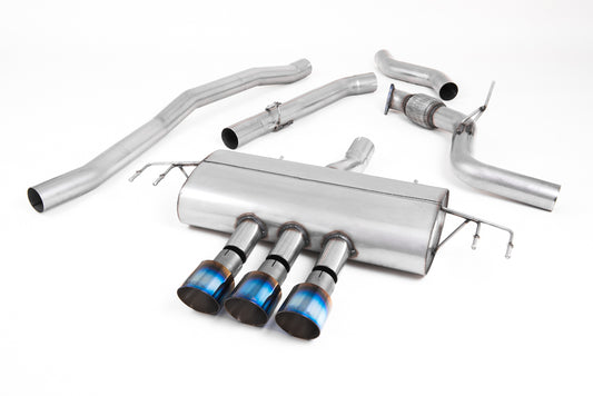 Honda Civic FK8 Type R - Non-Resonated (Louder) Cat-Back Exhaust System with 3 x Burnt Titanium GT-100 Trims
