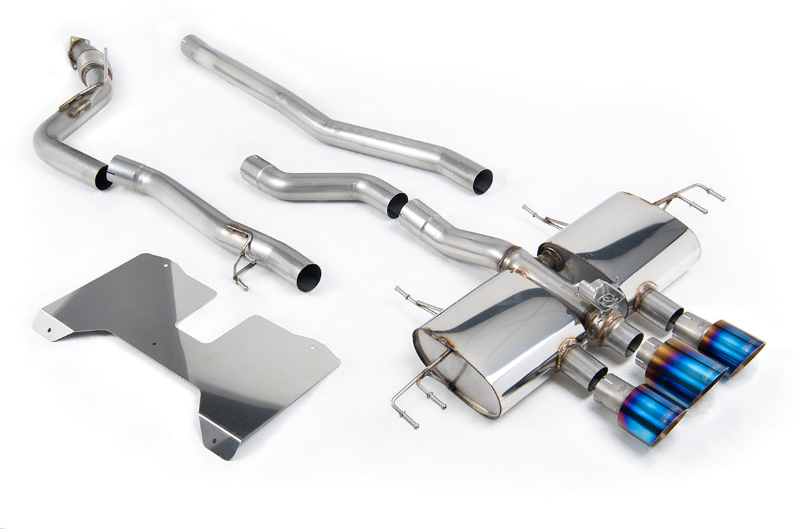 Honda Civic FL5 Type R - Non Resonated (Loudest) Valved Catback with OE Style 2 x 4" and 1 x 4.5" Burnt/Blue Titanium Trims