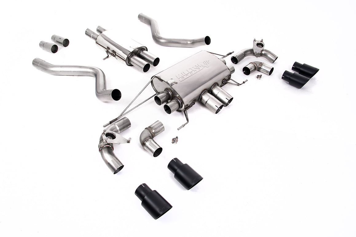 Land Rover Defender 90 5.0 V8 (GPF Models) - Resonated (Quieter) GPF/OPF Back Valved System with Quad GT-90 Cerakote Black Trims