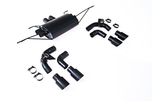 Land Rover Defender 130 5.0 V8 (NAS Non GPF Models) - Upgraded Option for Rear Silencer, Valved Outlet and Inner Outlet pipes in Cerakote Satin Black with Clamp Kit
