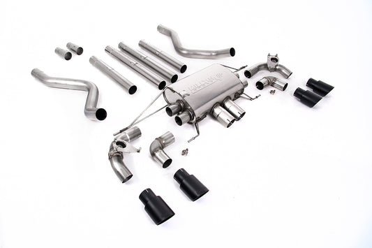 Land Rover Defender 110 5.0 V8 (NAS Non GPF Models) - Cat Back Valved System with Cerakote Black Trims - Non Resonated (Loudest)