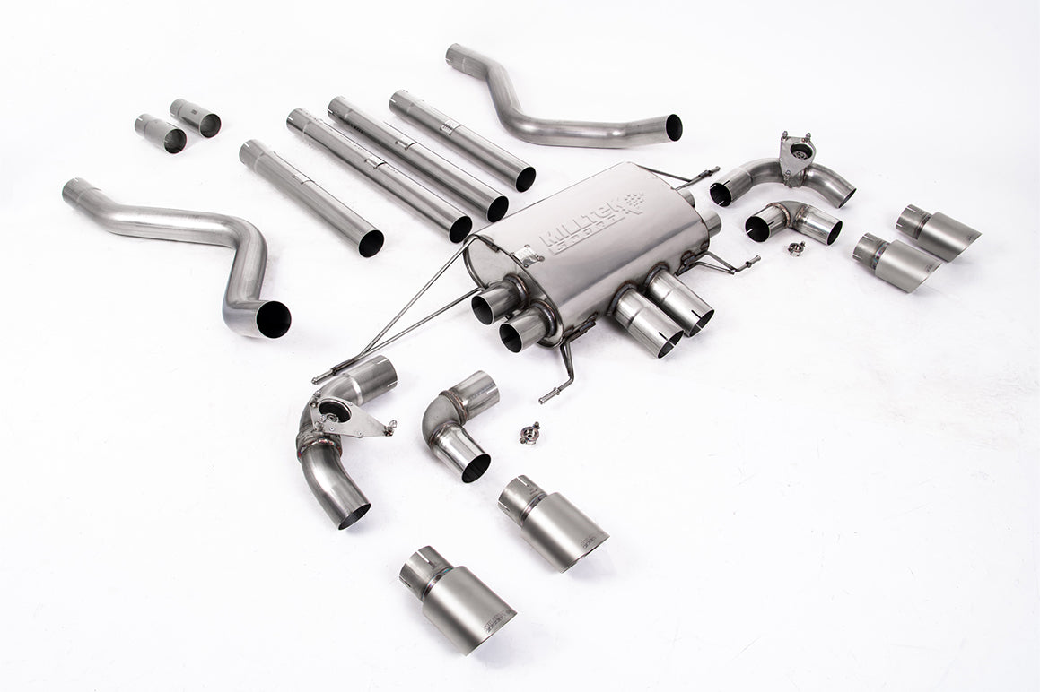 Land Rover Defender 110 5.0 V8 (NAS Non GPF Models) - Cat Back Valved System with Brushed Titanium Trims - Non Resonated (Loudest)