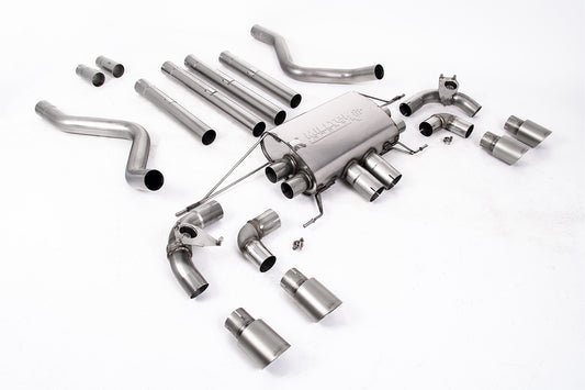 Land Rover Defender 110 5.0 V8 (NAS Non GPF Models) - Cat Back Valved System with Brushed Titanium Trims - Non Resonated (Loudest)