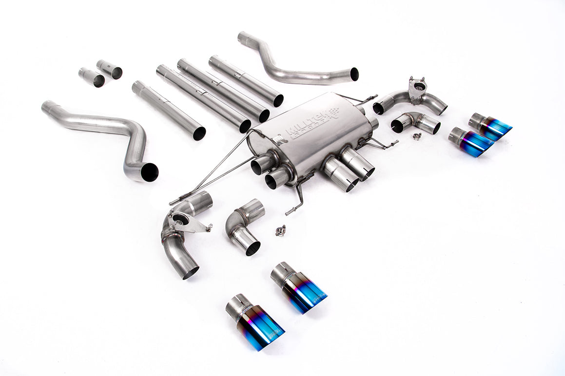 Land Rover Defender 110 5.0 V8 (NAS Non GPF Models) - Cat Back Valved System with Burnt Titanium Trims - Non Resonated (Loudest)
