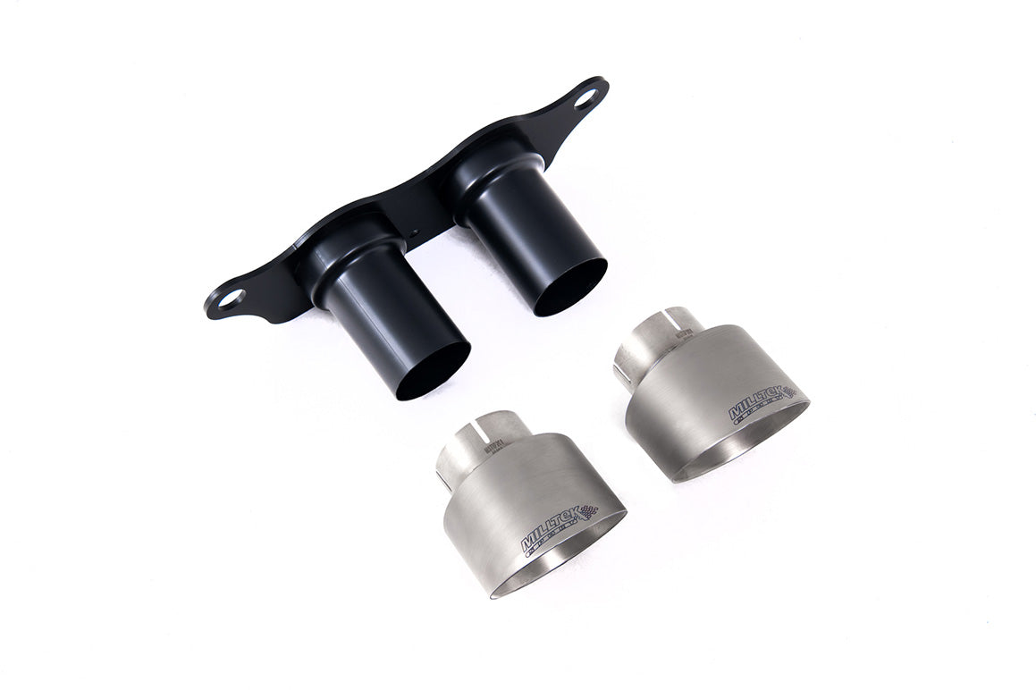Porsche 991.2 GT3 &amp; GT3 RS - GT-100 Brushed Titanium Trims &amp; Mounting Plate - Fits to OE Silencer
