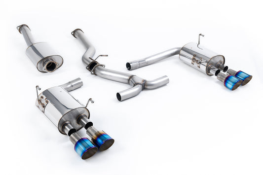 Subraru Impreza WRX &amp; STi (2014 - 2021) - Resonated (Quieter) Cat-Back Exhaust System with Burnt Titanium GT-100 Tips - EC-Approved.