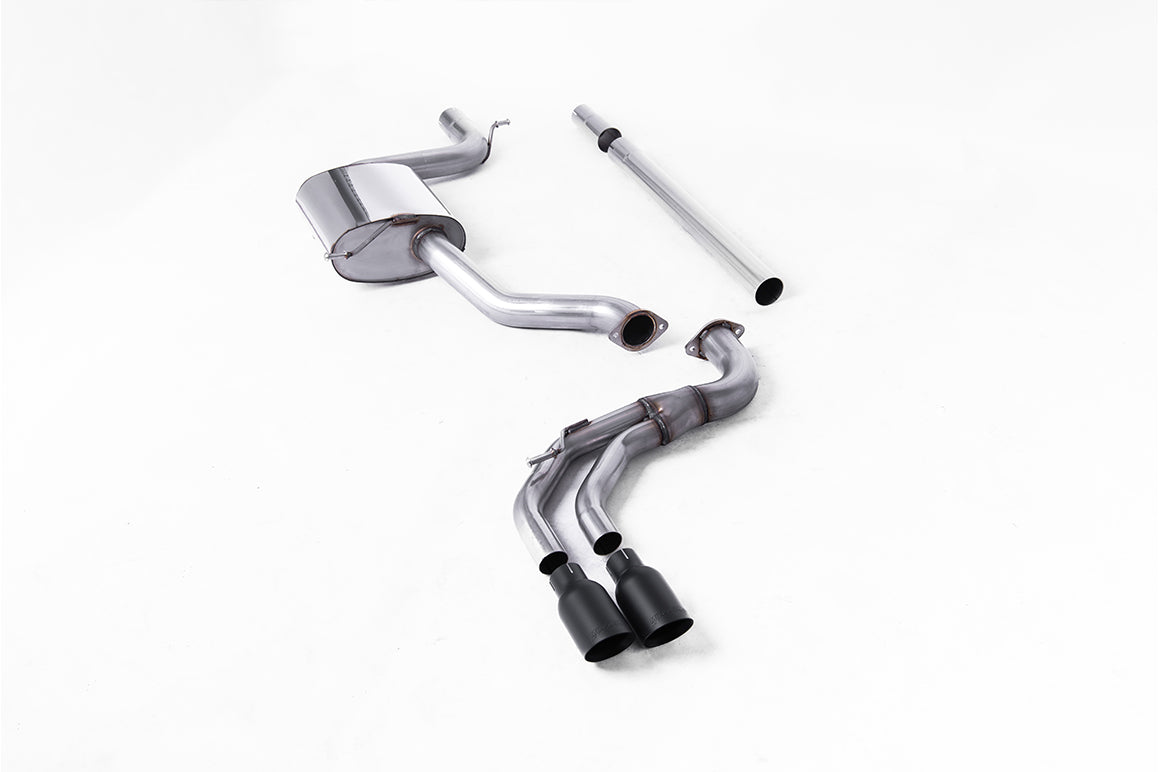 Seat Leon FR 1.8 TSI &amp; VW Golf MK7.5 1.5TSI - Non-Resonated (Louder) Cat-Back Exhaust System with Cerakote Black GT-80 Trims (GTD Style)