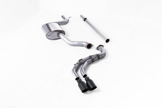Seat Leon FR 1.8 TSI &amp; VW Golf MK7.5 1.5TSI - Non-Resonated (Louder) Cat-Back Exhaust System with Cerakote Black GT-80 Trims (GTD Style)