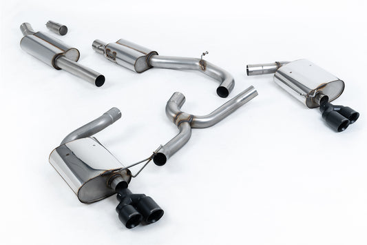 Seat Leon ST Cupra 300 (Non GPF Models) - Resonated (Quieter) Cat-Back Exhaust System with Cerakote Black Quad Round GT Tips