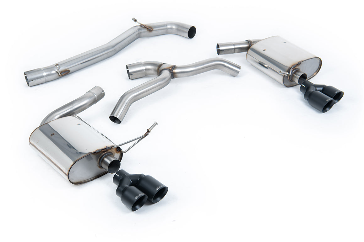 Seat Leon Cupra MK4 ST 310 &amp; ST Cupra 300 - Non Resonated (Louder) Cat-Back Exhaust System with Cerakote Black Quad GT-80 Trims