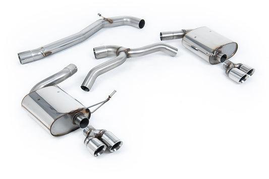 Seat Leon Cupra MK4 ST 310 &amp; ST Cupra 300 - Non Resonated (Louder) Cat-Back Exhaust System with Polished Quad GT-80 Trims