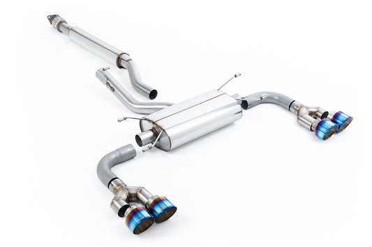 Toyota GR86 - Resonated (Quieter) Quad Outlet Cat Back for TRD Diffuser with Burnt/Blue Titanium Tips