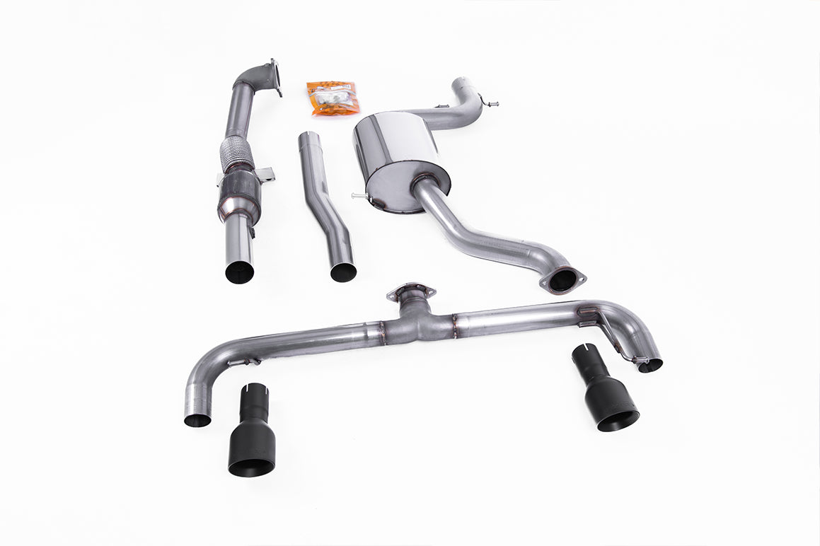 VW Golf GTI MK6/Scirocco R - Non-Resonated (Louder) Turbo-Back Exhaust System with Hi-Flow Sports Catalyst &amp; Matt Black Trims