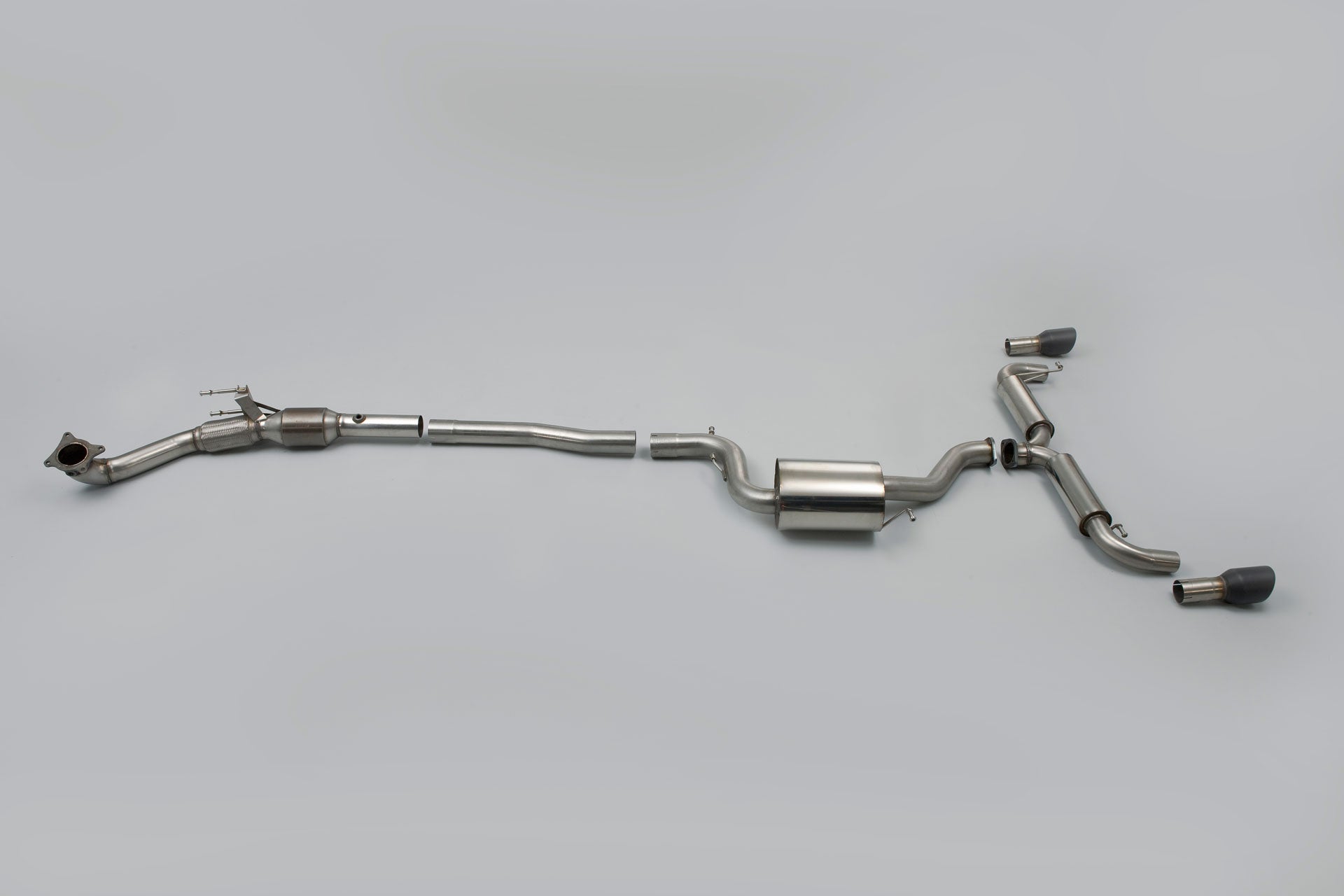 VW Golf GTi Mk6 - Non-Resonated (Louder) Turbo-Back Exhaust System with Hi-Flow Sports Catalyst &amp; Matt-Black Trims