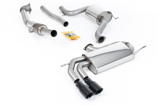 VW Golf Mk5 GTi 2.0T - Resonated (Quieter) Turbo-Back Exhaust System with Hi-Flow Sports Catalyst &amp; Cerakote Black Tips