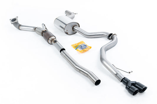 VW Jetta MK6 GLI 2.0T TSI - Resonated (Quieter) Turbo-Back Exhaust System with HJS Catalyst &amp; Twin Cerakote Black Tips