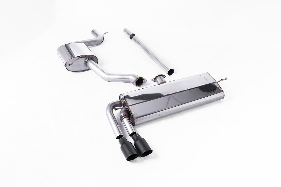 VW Golf MK7.5 1.5TSI Evo GT &amp; R-Line - Resonated (Quieter) Cat Back Exhaust System with Cerakote Black Trims (GTD Twin Outlet Style)