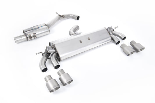 VW Golf R MK7.5 2.0 TSI 310ps (Non GPF Models &amp; 76mm systems) - Resonated (Quieter) Cat-Back Exhaust System with Titanium GT-100 Round Tips