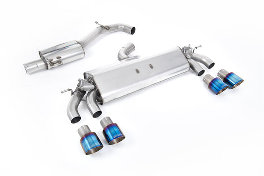 VW Golf R MK7.5 2.0 TSI 310ps (Non GPF Models &amp; 76mm systems) - Resonated (Quieter) Cat-Back Exhaust System with Burnt Titanium GT-100 Round Tips