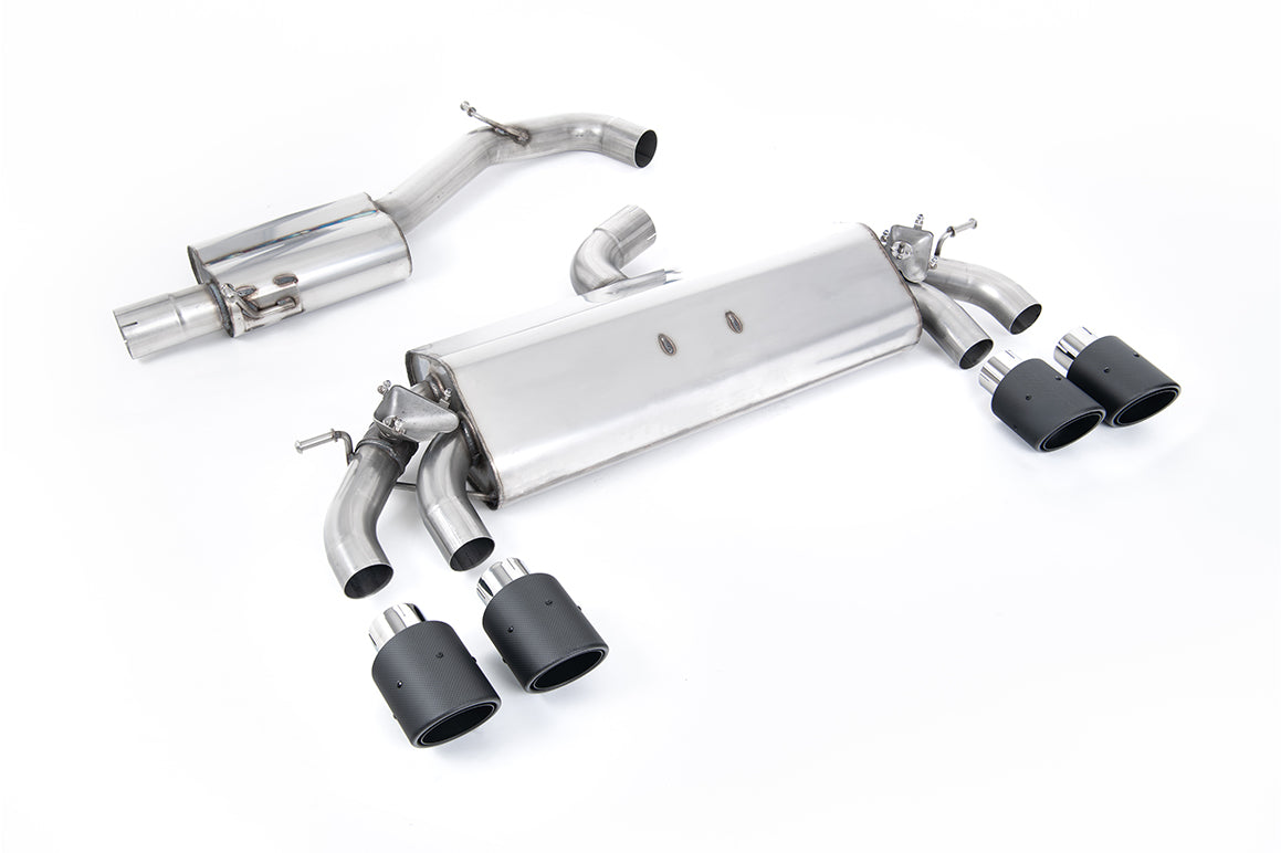 VW Golf R MK7.5 2.0 TSI 310ps (Non GPF Models &amp; 76mm systems) - Resonated (Quieter) Cat-Back Exhaust System with Carbon JET-100 Round Tips