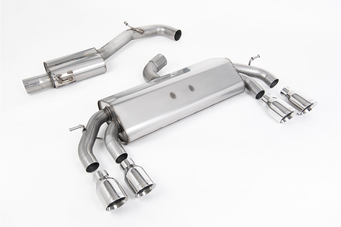 VW Golf R MK7.5 2.0 TSI 310ps (Non GPF Models &amp; 76mm systems) - Non-Valved &amp; Resonated (Quieter) Cat-Back Race Exhaust System with Polished GT-100 Round Tips