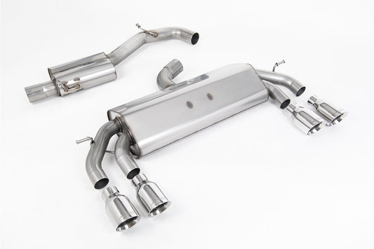 VW Golf R MK7.5 2.0 TSI 310ps (Non GPF Models &amp; 76mm systems) - Non-Valved &amp; Resonated (Quieter) Cat-Back Race Exhaust System with Polished GT-100 Round Tips