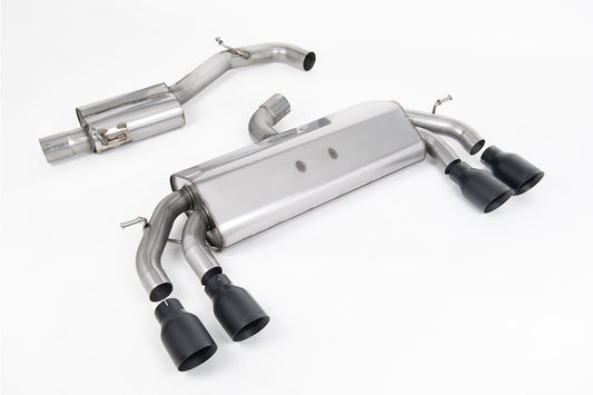 VW Golf R MK7.5 2.0 TSI 310ps (Non GPF Models &amp; 76mm systems) - Non-Valved &amp; Resonated (Quieter) Cat-Back Race Exhaust System with Black GT-100 Round Tips