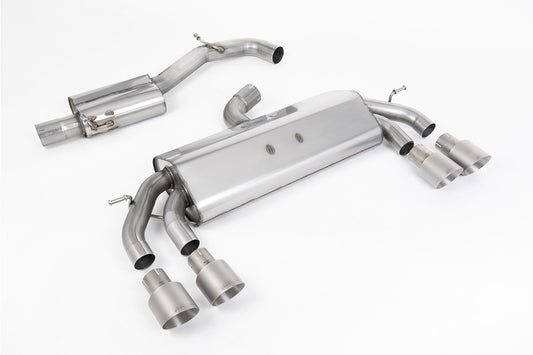 VW Golf R MK7.5 2.0 TSI 310ps (Non GPF Models &amp; 76mm systems) - Non-Valved &amp; Resonated (Quieter) Cat-Back Race Exhaust System with Titanium GT-100 Round Tips