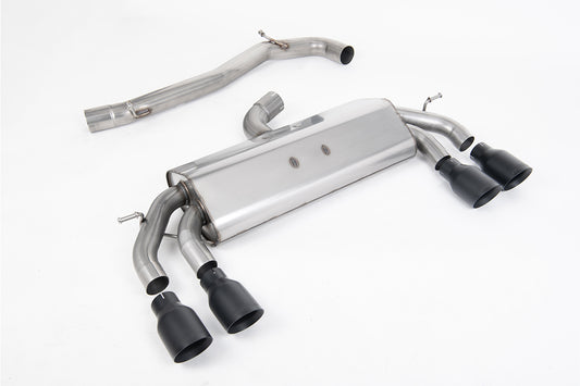 VW Golf R MK7.5 2.0 TSI 310ps (Non GPF Models &amp; 76mm systems) - Non-Valved &amp; Non-Resonated (Louder) Cat-Back Race Exhaust System with Cerakote Black GT-100 Round Tips