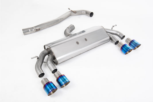 VW Golf R MK7.5 2.0 TSI 310ps (Non GPF Models &amp; 76mm systems) - Non-Valved &amp; Non-Resonated (Louder) Cat-Back Race Exhaust System with Burnt Titanium GT-100 Round Tips