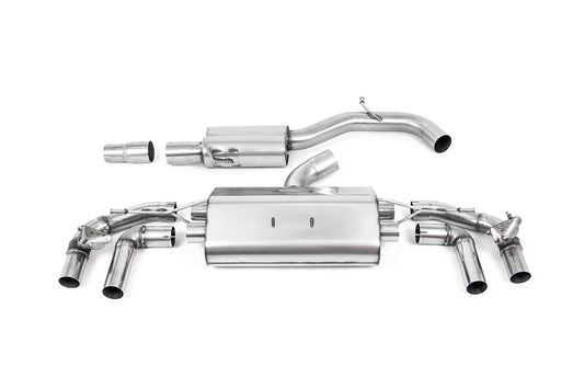 VW Golf R MK8/MK8.5 - 80MM Resonated (Quieter) OPF Back Exhaust System with Burnt Titanium GT-115 Trims