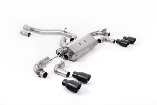 VW Golf R Mk7.5 - 80mm / 3.15 inch Valved Non Resonated (Louder) Race System with Cerakote Black GT-100 Round Tips