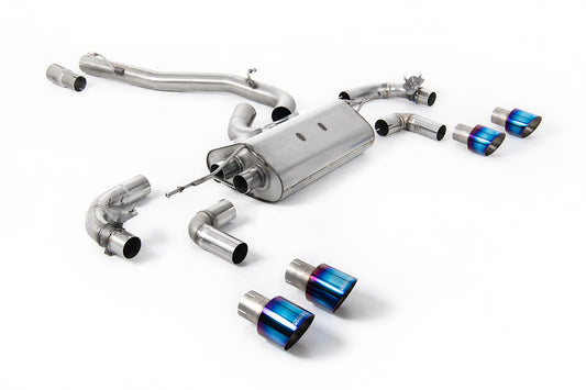VW Golf R Mk7.5 - 80mm / 3.15 inch Valved Non-Resonated (Louder) Race System with Burnt Titanium GT-100 Round Tips
