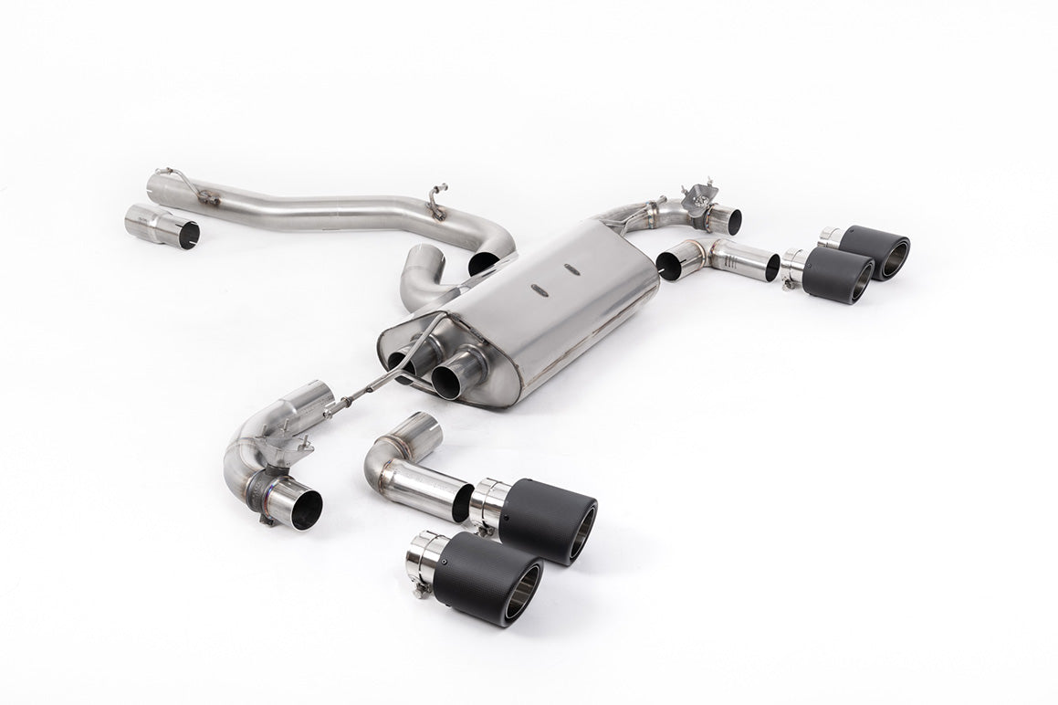 VW Golf R Mk7.5 - 80mm / 3.15 inch Valved Non Resonated (Louder) Race System with Carbon JET-100 Round Tips