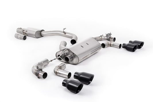 VW Golf R Mk7.5 - 80mm / 3.15 inch Valved Resonated (Quieter) Race System with Cerakote Black GT-100 Round Tips